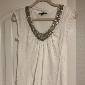 White with Silver Sequence Shirt